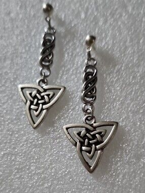 Hand Crafted Silver Celtic Knot Drop Earrings